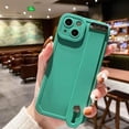 thumbnail image 2 of Solid Phone Case with Wristband Stand, Camera Lens Protection, Shockproof Silicone Soft Case for iPhone 11 Pro Max, Green, 2 of 7