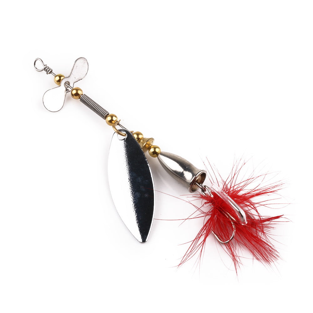 Metal Fishing Lure Sequins Spinner Spoon Feather Fishhook Baits Tackle Accessory 