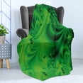 thumbnail image 4 of Lime Green Soft Flannel Fleece Blanket, Vibrant Abstract Hazy Psychedelic Wavy Color Background Hippie Digital Artificial, Cozy Plush for Indoor and Outdoor Use, 50" x 60", Emerald, by Ambesonne, 4 of 5