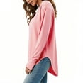 thumbnail image 4 of HongQid Women's V Neck Long Sleeve T Shirts Casual Color Block/Solid Tunic Tops Basic Tees for Fall Spring, 4 of 5