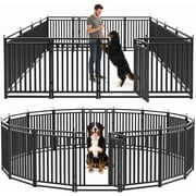 Petorldog dog playpen 40" Height, 16 Panels Metal dog fence outdoor for yard, outdoor use for RV Camping (Black-Silver)