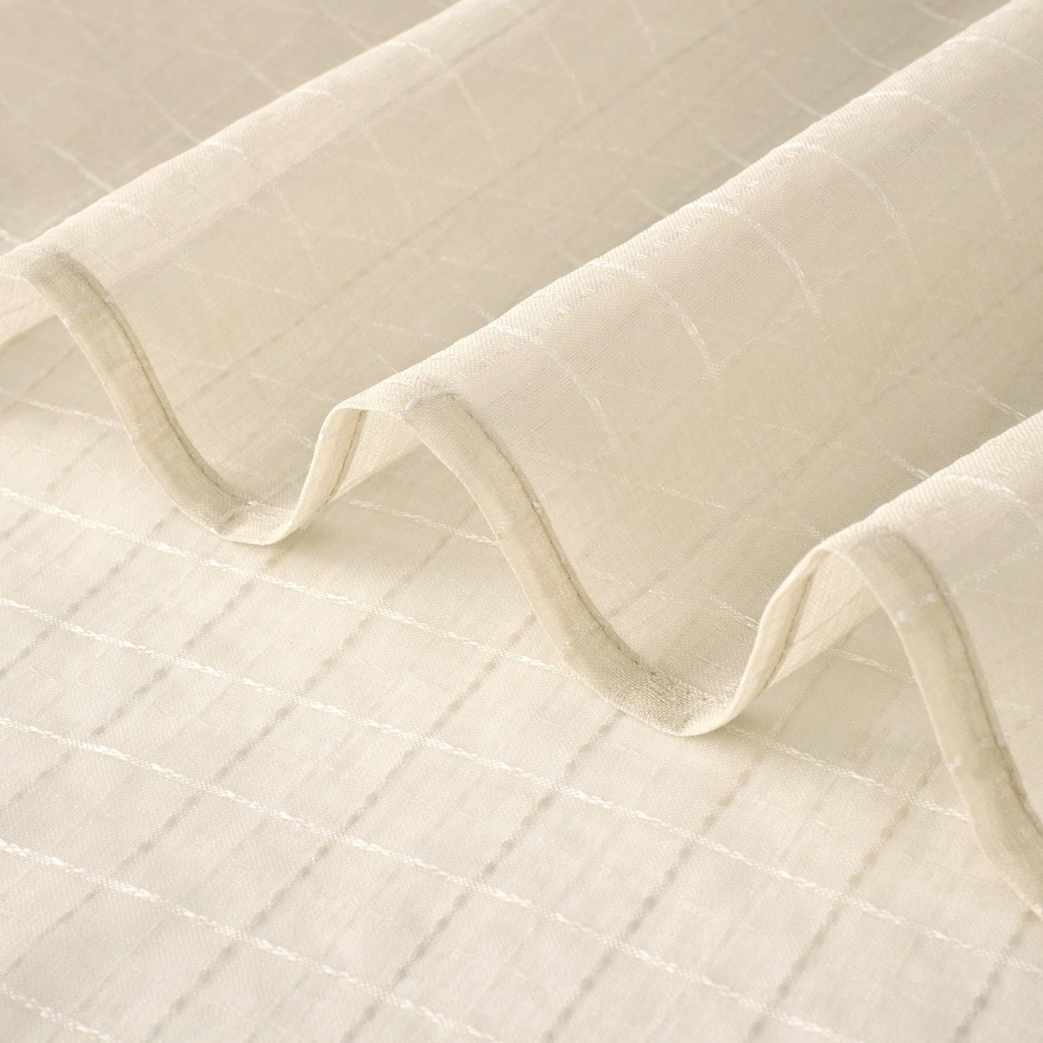 Mainstays Windowpane Sheer Window Curtains Panel Pair, Set of 2, White, 38" W x 84" L, 2 Set MS Sheer Curtain Panel