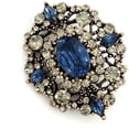 thumbnail image 1 of Antique Ton Or Géométrique Filigrane Folate Ovale en Forme de Broche Art Déco Rouge Foncé, 1 of 4