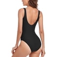 thumbnail image 4 of Jusfitsu Womens Athletic One Piece Swimsuits Tummy Control Bathing Suit V Neck Push Up Swimwear for Women Plus Size, 4 of 7
