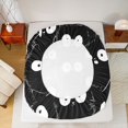 thumbnail image 4 of Manfei Cute Cartoon Cat Fitted Sheet Full, Abstract Kitten Bed Set, Black White, 3 Pieces, 1 Fitted Sheet and 2 Pillowcases, 4 of 6