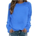 thumbnail image 3 of Jacenvly Hauts à Manches Longues pour Femmes en Liquidation, Col Rond, Couleur Unie, Mode Décontractée, Manches Raglan, Sweat à Capuche, Hauts et Blouses pour Femmes, 3 of 6