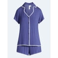 thumbnail image 6 of Joyspun Women’s Notch Top and Boxer Shorts Pajama Set with Blanket Stitching, 2-Piece, Sizes XS-3X, 6 of 6