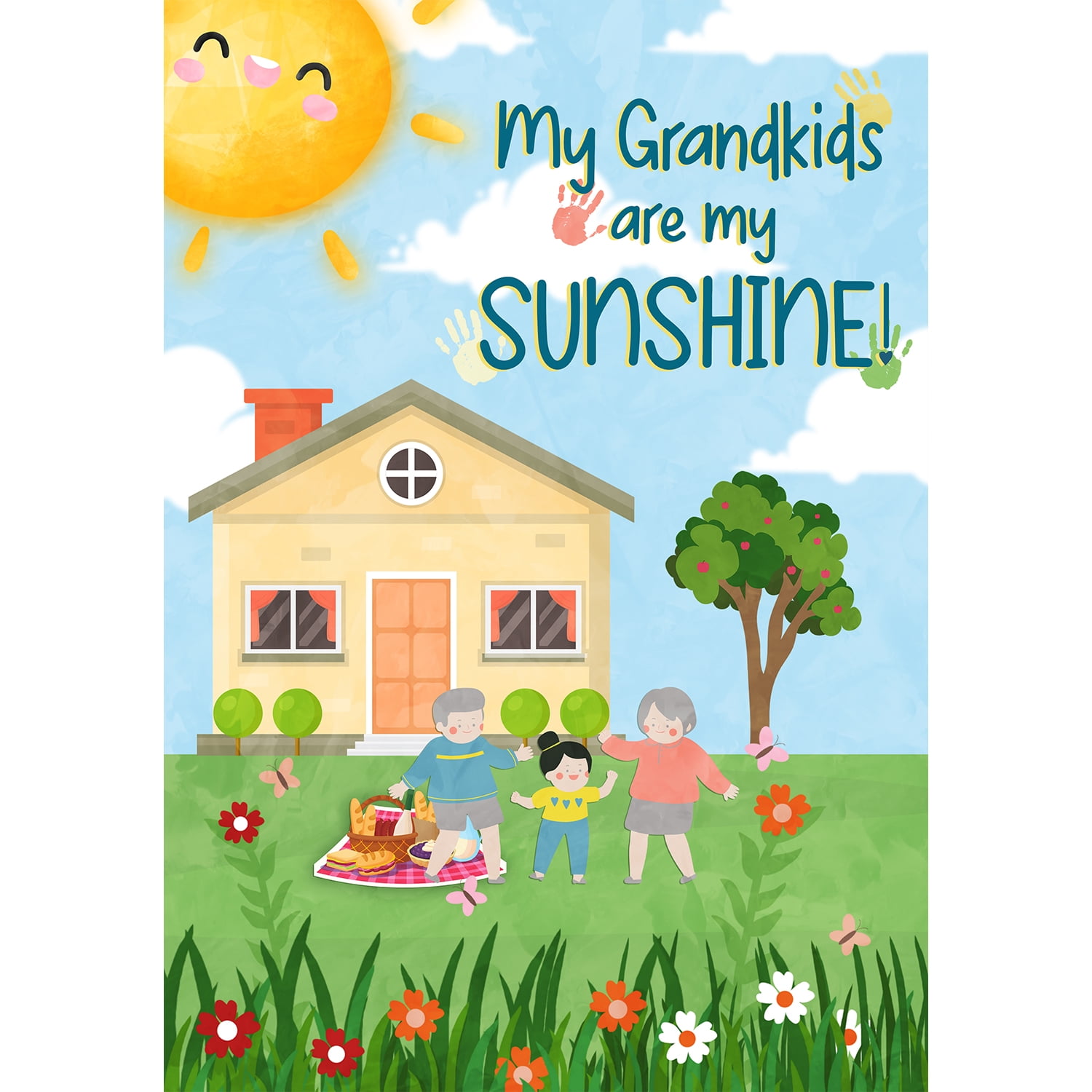 America Forever Grandkids Sunshine House Flag, 28 x 40 inches Double Sided, Heartwarming Family Decoration, Grandparent Gift Flag, Family Outdoor Flag for Yard and House