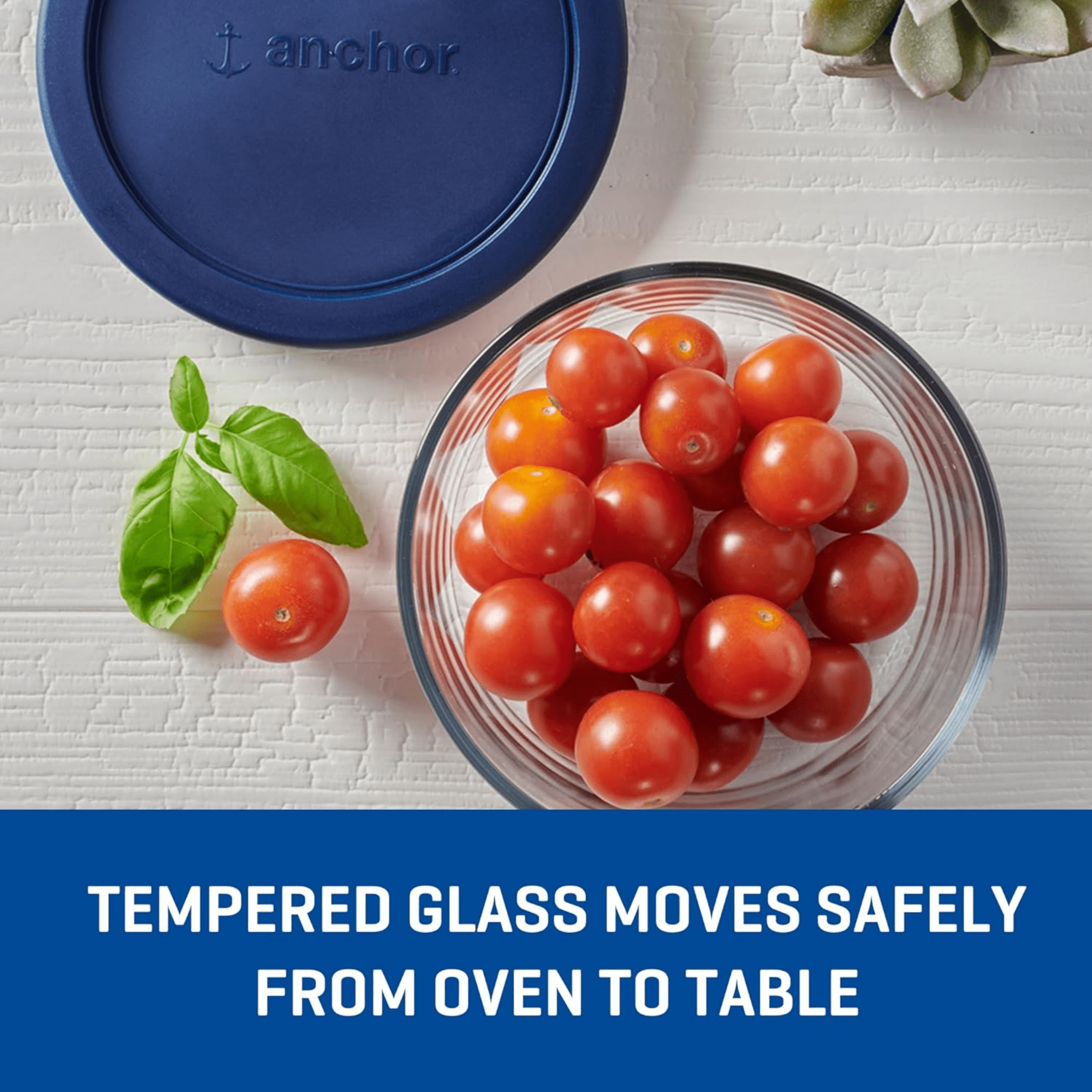 Anchor Hocking Glass Food Storage Container with Lid, 4 Cup Round