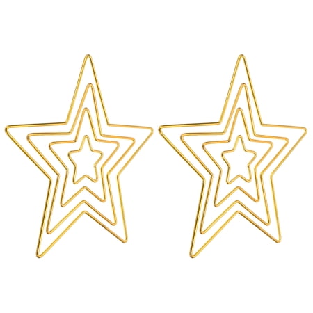 Uxcell Dream Catcher Rings Set, 2 Set 4 Sizes Metal Star Shape Macrame Wreath Floral Ring Hoop, Gold
