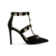thumbnail image 3 of INC Womens Black Studded Strappy Syndia Pointed Toe Stiletto Zip-Up Dress Pumps Shoes 8.5 M, 3 of 4