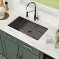 thumbnail image 3 of 33 in. Undermount Single Bowl 18 Gauge Gunmetal Black Stainless Steel Kitchen Sink with Black Drain, 3 of 9