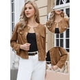 thumbnail image 2 of DARING DIVA Women's Faux Suede Long Sleeve Snap Button Collarless Jacket XL Brown, 2 of 6