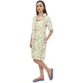 thumbnail image 1 of Bimba Chemise de Nuit à Manches Courtes pour Femmes Imprimé Floral Jaune Clair avec Poche - 4, 1 of 6