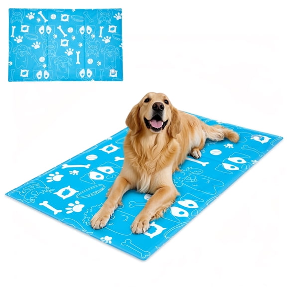 Ownpets Pet Cooling Mat Water-Filled Leak-proof Ice Pad for Dog Cat Sky Blue Size XXL