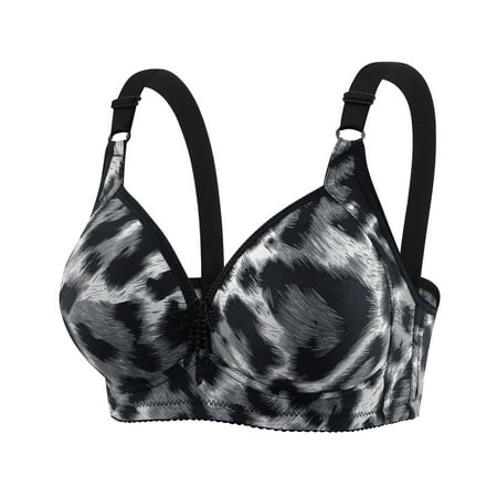 Audhol Push Up Bra Women s T Shirt Bra Leopard Print Bra Padded Bralette V Neck Bra Full Coverage Bra Underwear Everyday Bras for Women White B
