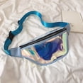 thumbnail image 4 of Hukapapa Sports Running teléfono impermeable riñonera transparente reflectante bandolera de pecho riñonera láser azul, 4 of 5