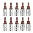 thumbnail image 1 of Uxcell 10 Pcs H4 Hex Bit Socket 1/4 Pouces Carré Extension Métrique Bit d'Impact Power Nut Driver Ensemble S2 & CR-V Socket en Acier Clé à Cliquet, Argent Rouge, 1 of 6