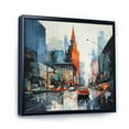 thumbnail image 2 of Designart "Midcentury Metropolis Blue Grey Vision I" Mid-century Floater Framed Canvas Art Print, 2 of 7