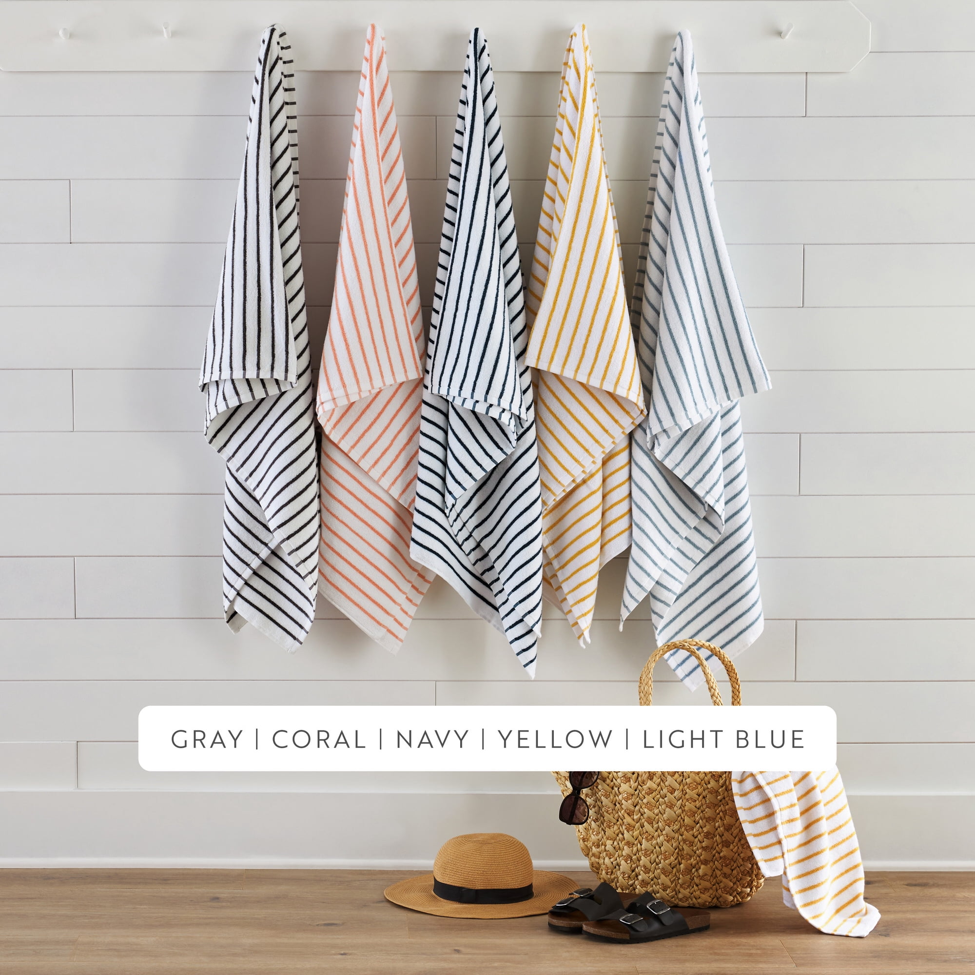 Comfort Canopy - Cabana Stripe Beach Pool Towels - Oversized 100% Ring Spun Cotton, Ultra Soft, Plush and Highly Absorbent, 35 x 65
