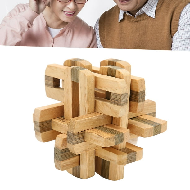 Mgaxyff Interlocking Brain Teasers Toy, Wooden Interlocking Toy Double Color Prevent Alzheimer