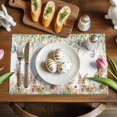 thumbnail image 5 of Easter Rabbits Placemats Set of 1, Vintage Falling Colorful Eggs Spring Floral Leaf Heat Insulated Linen Place Mats, Washable Stain-Proof Table Mats for Dining Tables Holiday Decor 13x19 Inches, 5 of 9