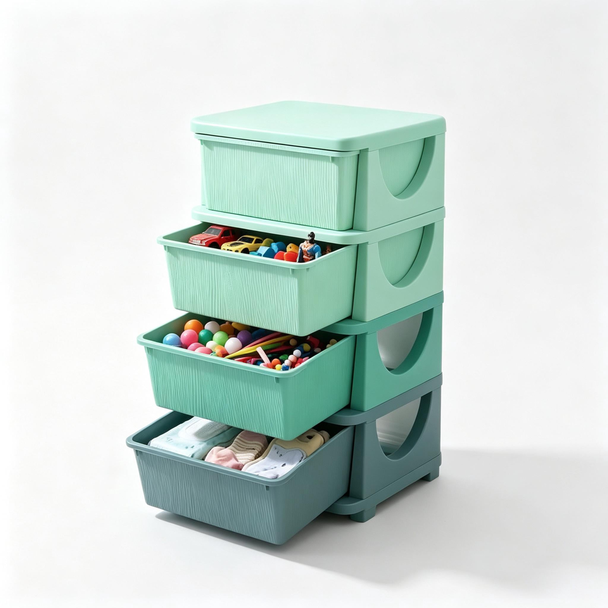 Modern Toy Storage Drawers,Multi-Tier Playroom Organizer,Child-Friendly Storage Tower,Space-Saving Vertical Drawer Unit