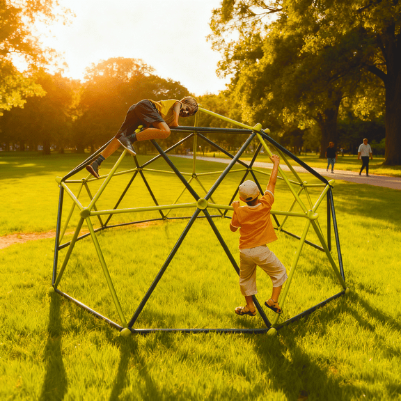 Gundir 10ft 10-Sided Climbing Frame with Colorful Climbing Stones, Metal Outdoor Playground for Kids, 1-Pack