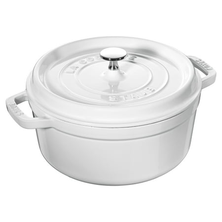 Staub Cast Iron Round Cocotte, Dutch Oven, 4-quart, serves 3-4, Made in France, White