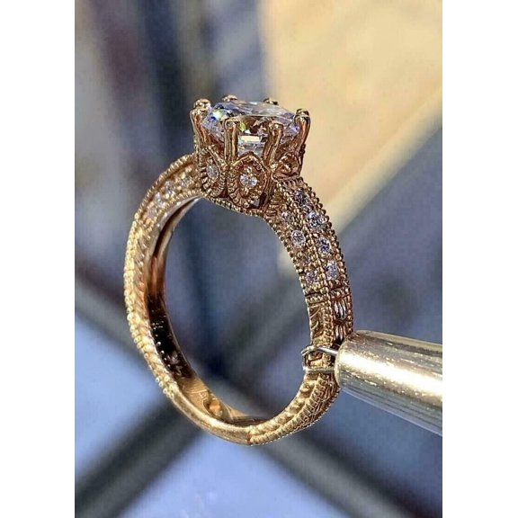 2.5Ct Round Cut Lab Created Diamond 14K Rose Gold Plated Women's Engagement Ring Sterling Silver