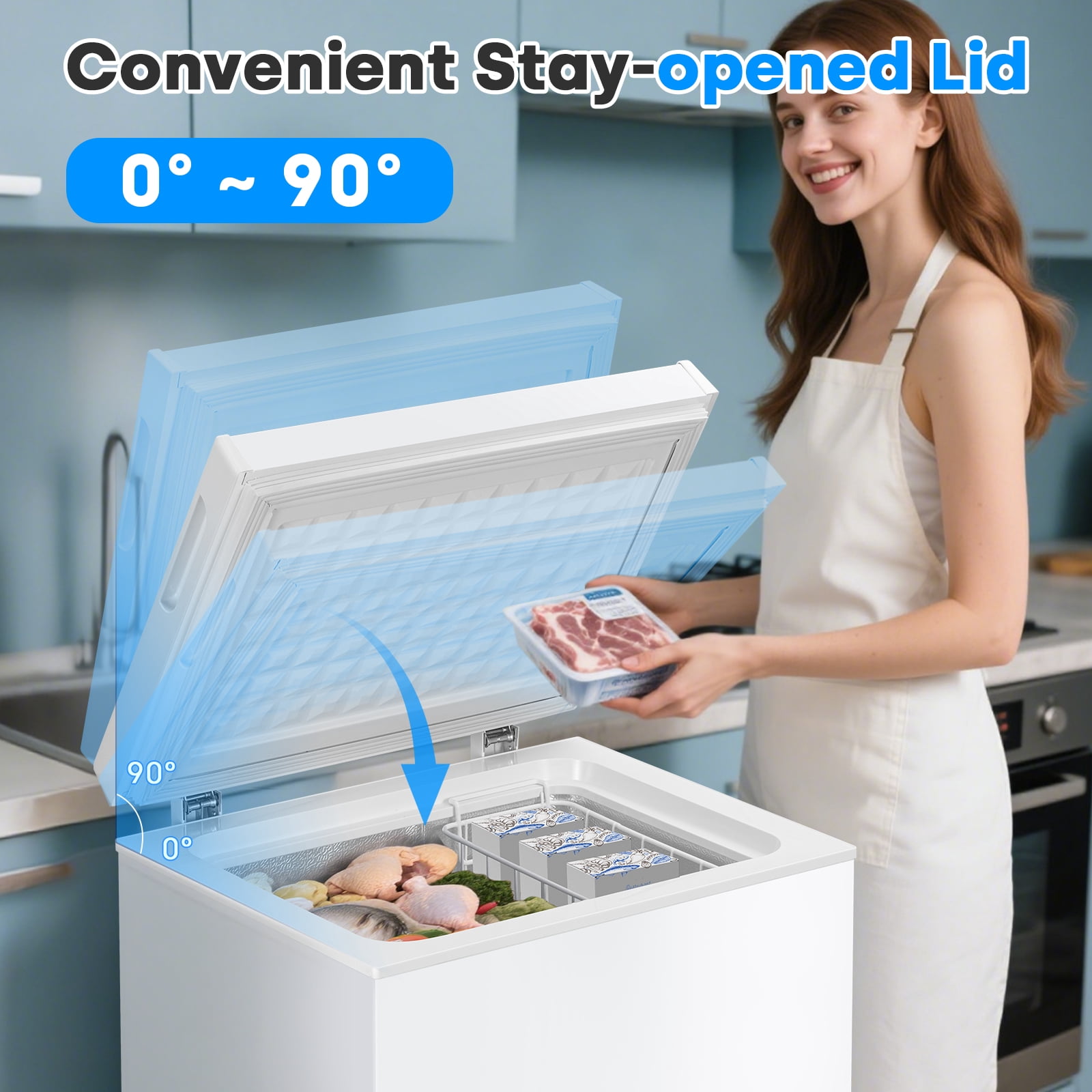 DIMEDEAL 2.8 Cu.Ft Chest Freezer, Compact Mini Deep Freezer with 7 Temp Settings & Removable Basket, Top Door Free-Standing Freezer for Home, Dorm, Garage, Office, Apartment & Basement