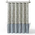 thumbnail image 6 of Lush Decor Lillian Block Print Linen Textured Shower Curtain Single 72" W x 72" L Blue & Sage - Vintage Floral Shower Curtains - Ruffled Bath Curtain, 6 of 7