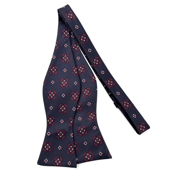 Jacob Alexander Men's Diamond Bloom Pattern Traditional Freestyle Self-Tie Bow Tie - Navy Blue