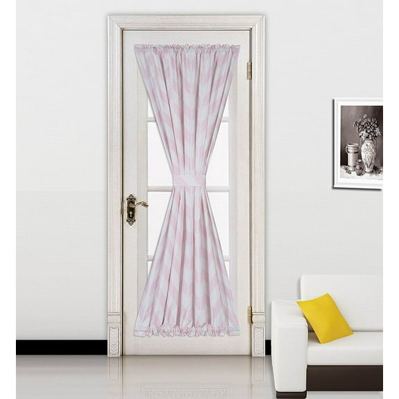 ( Zig Zag ) Light Pink 1Pc Printed 2 Tone Color Stripe French Door Foam Backing Insulated Thermal Blackout Rod Pocket Curtain Panel With Tieback 55"W X 72"L&Nbsp;