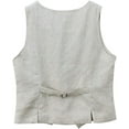 thumbnail image 6 of Amazhiyu Womens Pure Linen Sleeveless Button Down V Neck Crop Top Summer Vest Waistcoat, 6 of 6