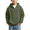 thumbnail image 2 of WAVSUF Boys Hoodie Half Zip Long Sleeve Loose Fit Winter Casual Sweatshirts Army Green 7-8, 2 of 10