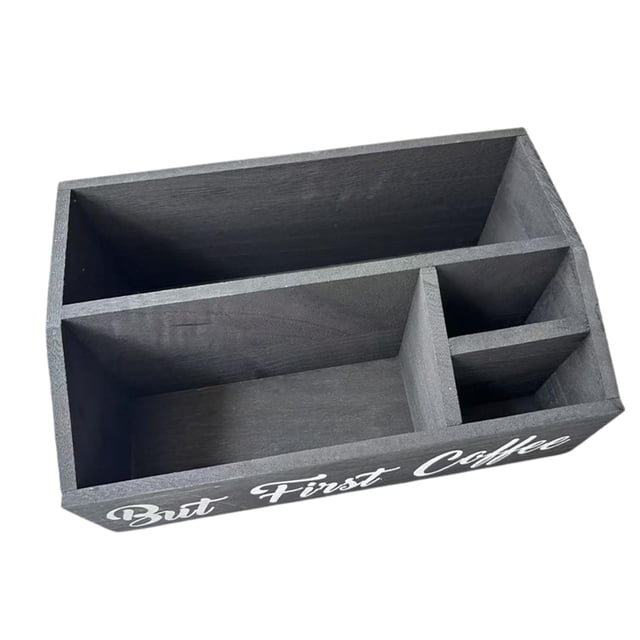 Organizador de estación de café estilo granja para estación de café, paquete de azúcar y condimentos gris