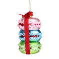thumbnail image 2 of 4.5" Pink, Blue and Green Glass Macaroons with Red Ribbon Christmas Ornament, 2 of 2