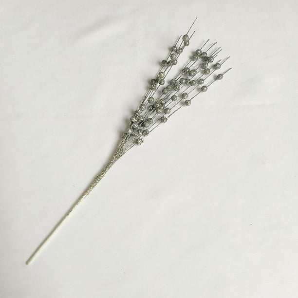 Decoración navideña, polvo dorado, bola de bayas, manojo de purpurina artificial, tallo, adorno, tenedor, hilo, palo de cuentas, palo de purpurina, flor de ratán