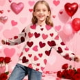 thumbnail image 5 of Girls Valentine's Day Khaki Heart Print Crewneck Long Sleeve Sweatshirt, 1-15Y Soft Stretch Kids Apparel,Size 7-8 T, 5 of 8