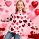 thumbnail image 5 of Sudadera sin capucha para niño, con estampado de San Valentín, de manga larga, informal, deportiva, con capucha, sudadera de manga larga sin capucha, top con inserciones en los hombros, blusa de polié, 5 of 8