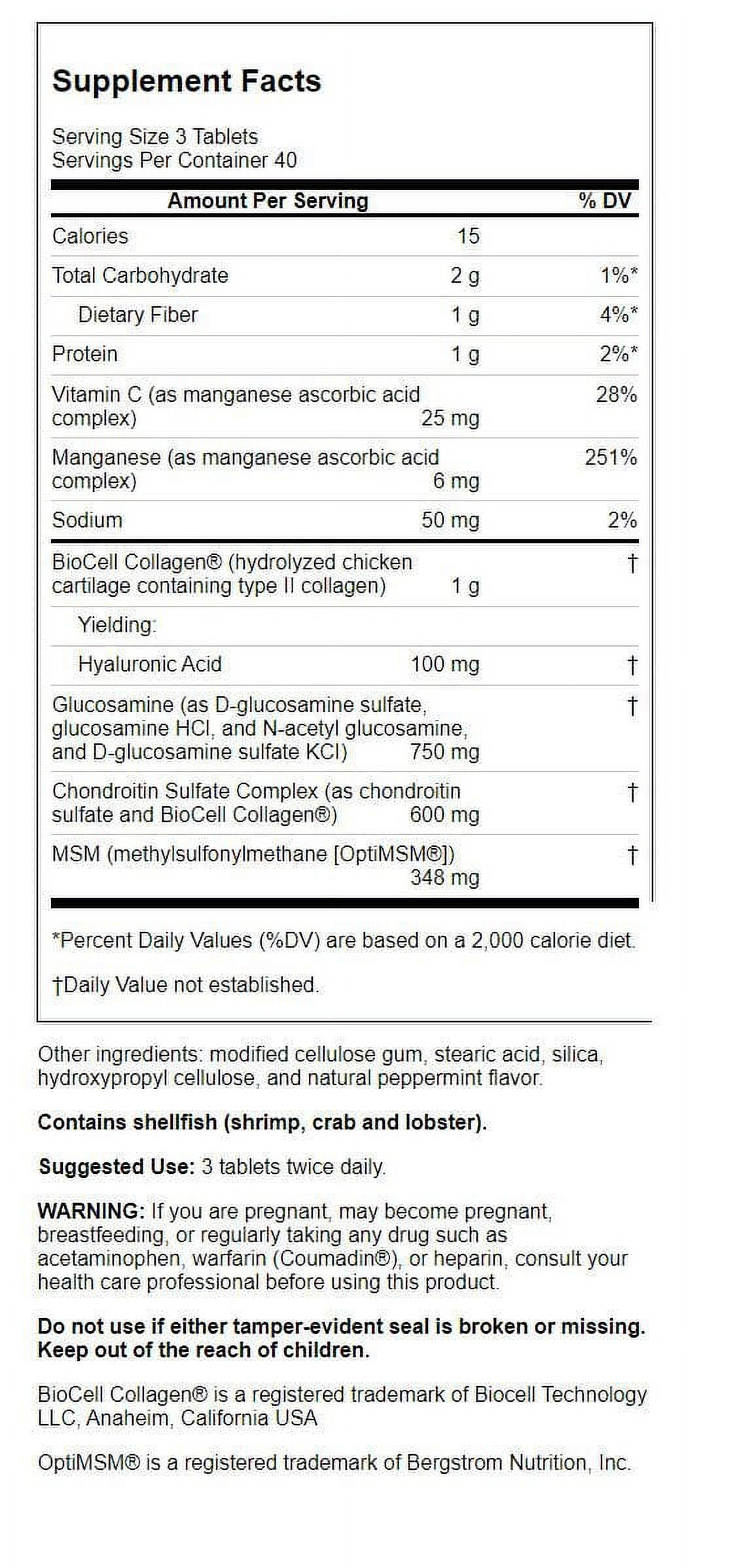 Source Naturals Hyaluronic Joint Complex With Glucosamine, Chondroitin & MSM Extra Strength - 120 Tablets
