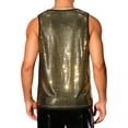 thumbnail image 3 of INSPIRE CHIC Men's Tops Sequin Crew Neck Sleeveless Metallic Tank Top S Light Golden, 3 of 5