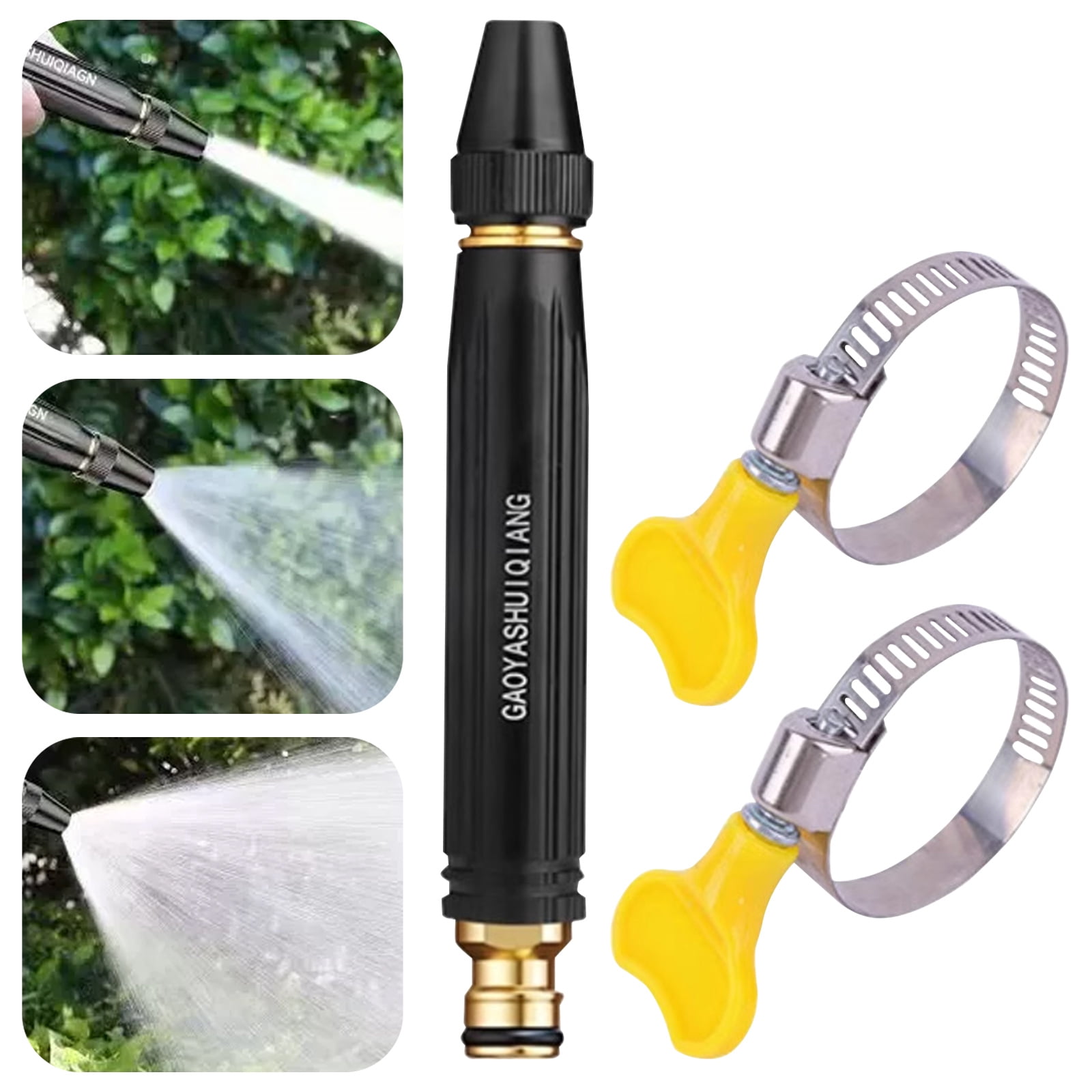 Mohdy Adjustable Connector Spray Gun Direct Spray Water Gun + 2 Clips 16*2, Abs Water Valve Nozzle, Direct-Jet Water Gun, High Pressure Power Washer Nozzle with Metal Connector Set Garden