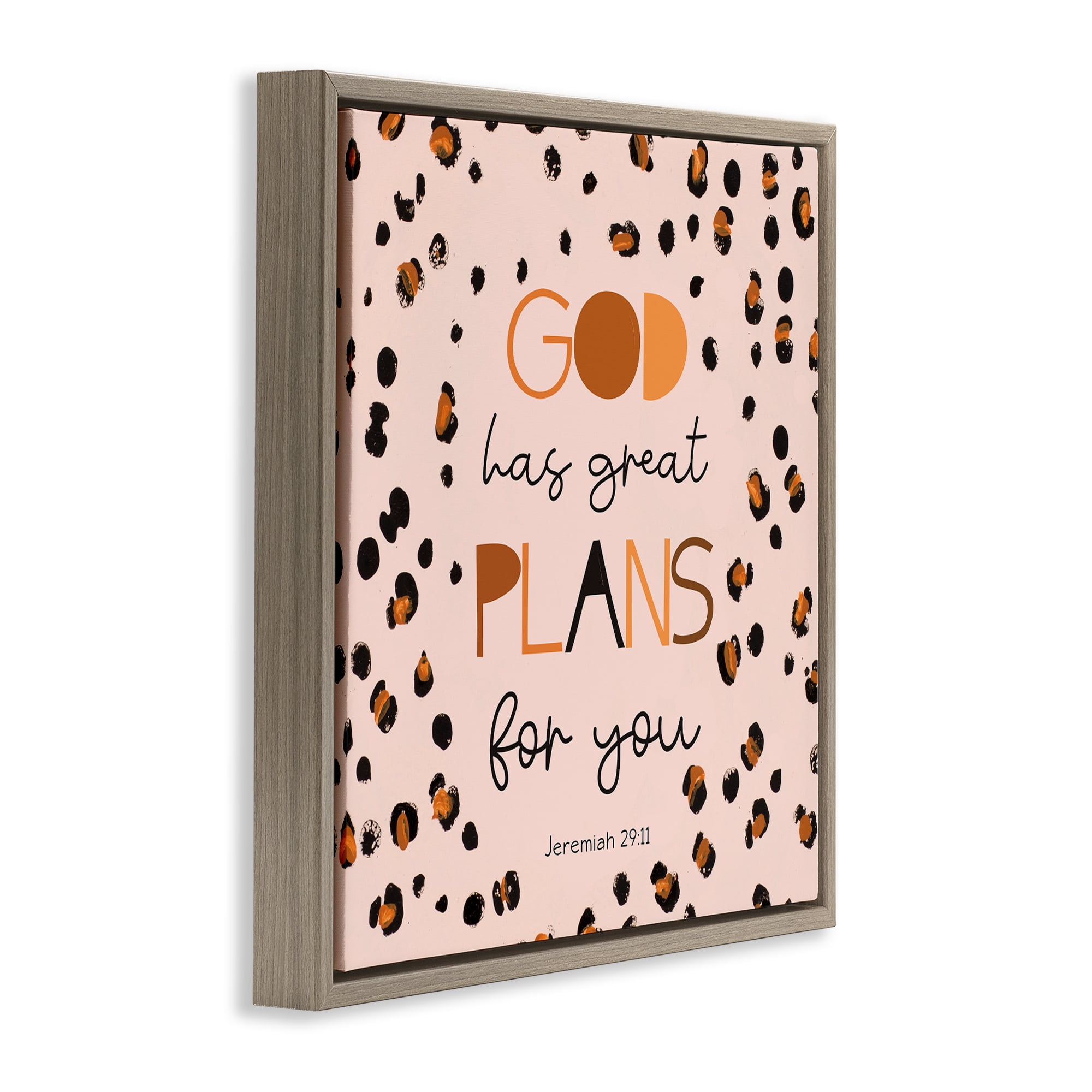 Stupell Industries God Has Plans For You Brown Framed Floater Canvas Wall Art, design by Patricia Pinto