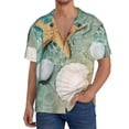 thumbnail image 1 of Fotbe Starfish And Seashell Camisa Estampada de Manga Corta para Hombre, Casual de Verano, Estilo Playero, Sin Arrugas-XX-Large, 1 of 5