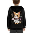 thumbnail image 4 of Xoenoiee Kids Hoodies Long Sleeve Sweater Splatter Cartoon Cat Chef Print Hooded Sweatshirt with Front Kangaroo Pocket Fall Winter Sportwear for Walking Hiking Jogging, L, 4 of 7