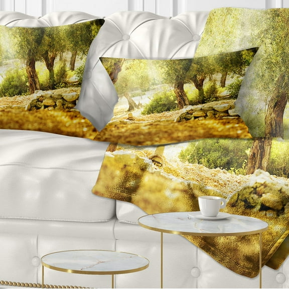 Designart Olive Trees - Photography Throw Pillow - 12x20