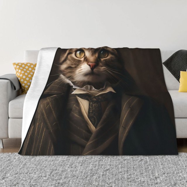 Balery Victorian Gentle Cat Manta de Franela con Dibujo, Lujo Ultra Suave y Cálido, Antipelusa y Resistente a las Arrugas para Cama, Sofá, Camping -40"x30"