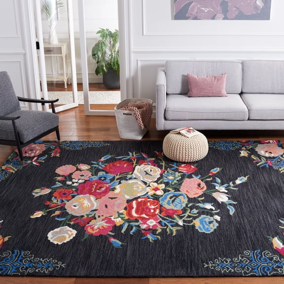 Safavieh Blossom Jules Floral Area Rug, Black/Pink, 9' x 12'